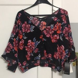 Free press floral cropped top